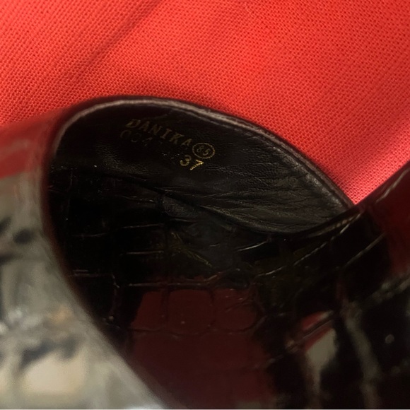 Danika. Chic Black Croc-Embossed Platform Heels - Picture 5 of 5